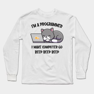 Coder Cat Programmer Funny Computer Scientist Long Sleeve T-Shirt